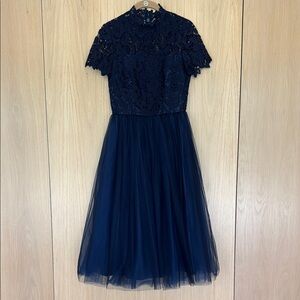 Elegant Navy Lace and Tulle Dress